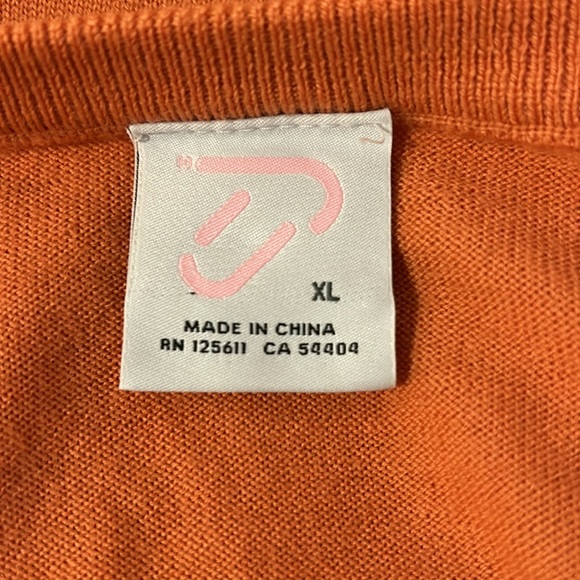 IJP Design Sweater in soft orange, cream and tan argyle design front - Picture 4 of 6